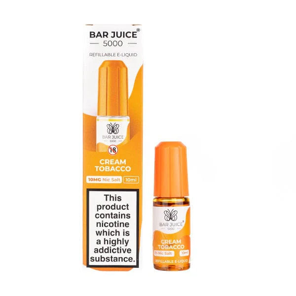 Bar Juice 5000 Cream Tobacco e-liquid packaging. hayati pods in Sheffield uk. ELFBAR Nic Salt in uk. E-liquid in uk