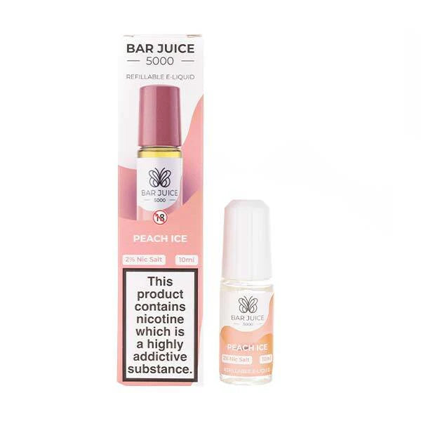 Peach Ice Nic Salt E-Liquid by Bar Juice 5000. hayati pods in Sheffield uk. ELFBAR Nic Salt in uk. E-liquid in uk