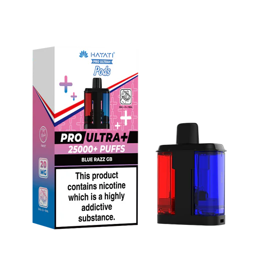 Hayati Pro Ultra Plus 25k Prefilled Pods Blue Razz GB.refillable pods in Sheffield