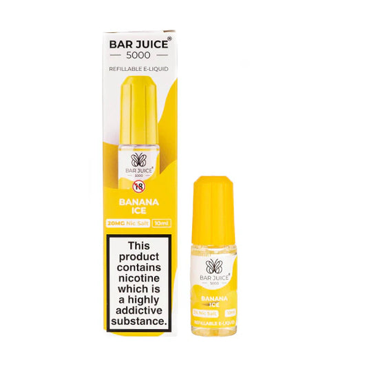 Bar Juice Banana Ice e-liquid bottle. hayati pods in Sheffield uk. ELFBAR Nic Salt in uk. E-liquid in uk