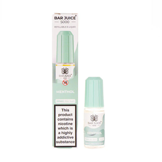 Menthol Nic Salt E-Liquid by Bar Juice 5000. ELFBAR Nic Salt in uk. E-liquid in uk