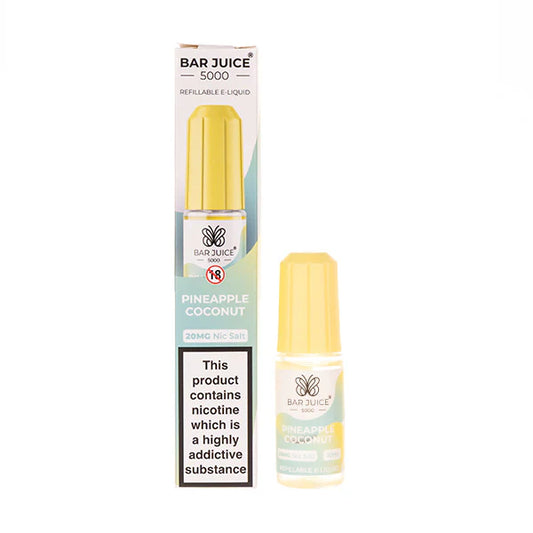 Bar Juice 5000 Pineapple Coconut e-liquid. ELFBAR Nic Salt in uk. E-liquid in uk