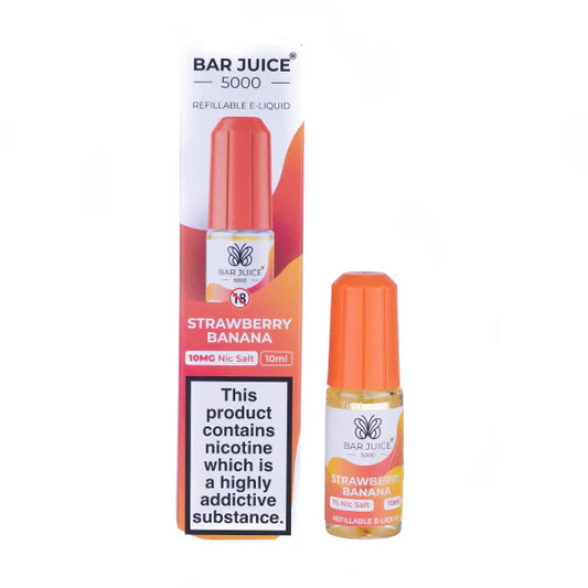 Strawberry Banana Nic Salt E-Liquid by Bar Juice 5000. hayati pods in Sheffield uk. ELFBAR Nic Salt in uk. E-liquid in uk