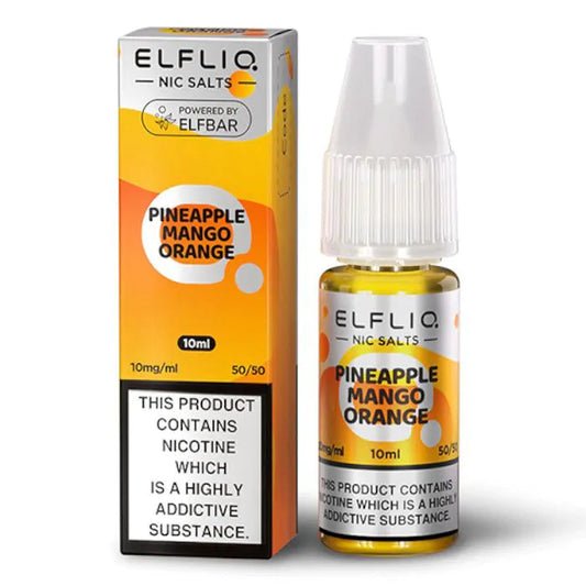ELFBAR ElfLiq Pineapple Mango Orange Nic Salts - 10ml.hayati pods in Sheffield uk