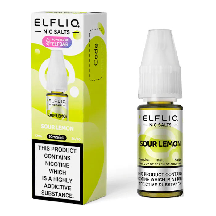 ELFBAR ElfLiq Nic Salts - Sour Lemon - 10ml. hayati pods in Sheffield uk